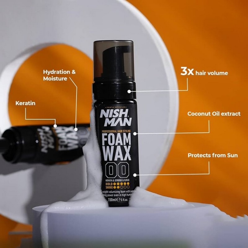 Foam wax 00 Keratin & Strong & Curls NishMan 150 ml