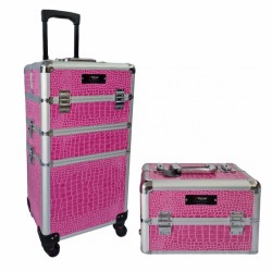 Trolley con 4 ruote e scomparti per estetica Colore Rosa - Melcap