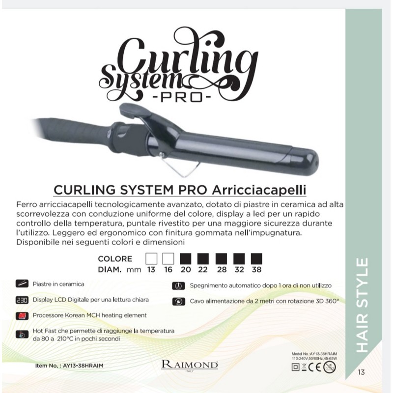 Ferro arricciacapelli curling system pro Raimond COLORE NERO