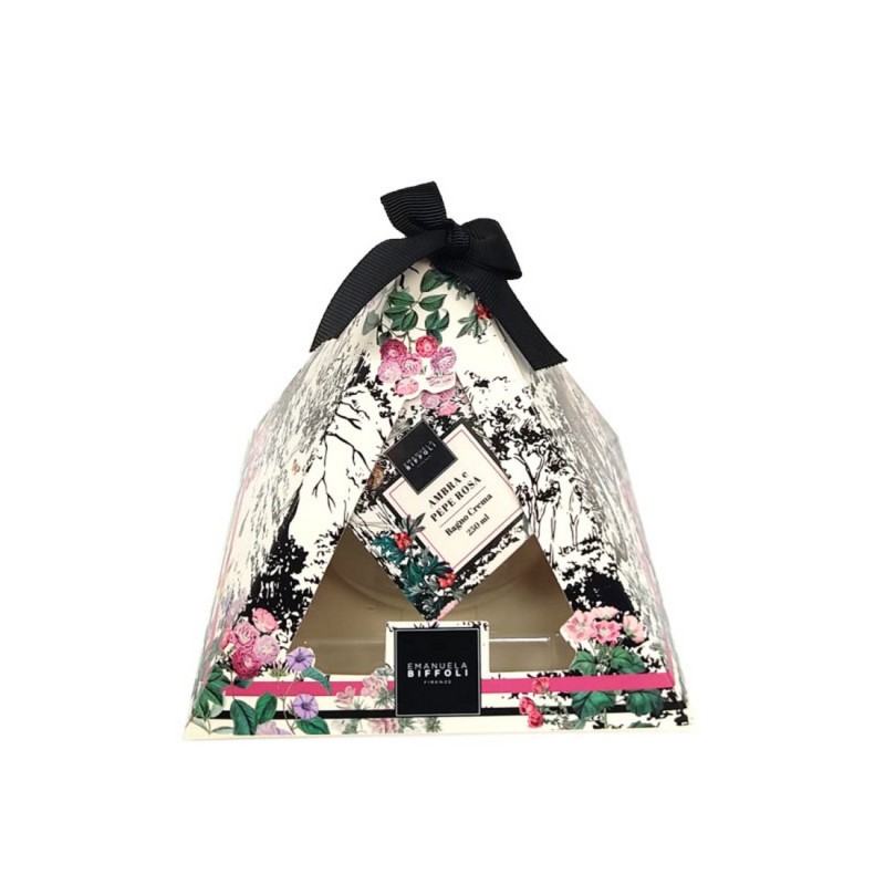 Confezione piramide bagno crema al profumo di ambra e pepe rosa 250 ml - Emanuela Biffoli