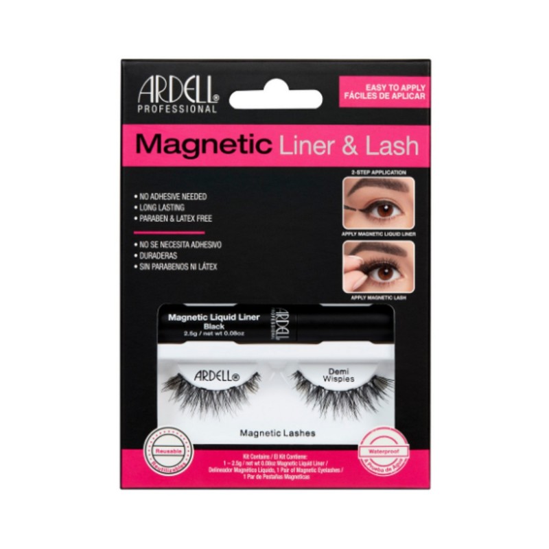 Ciglia magnetiche con magnetic  liquid liner black demi wispies Ardell professional