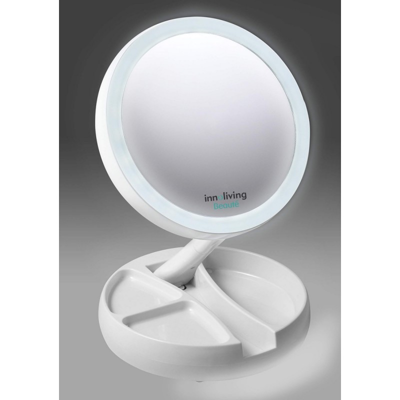 Specchio luminoso doppio lato, pieghevole, illuminazione a LED - Innoliving Beauté INN-805
