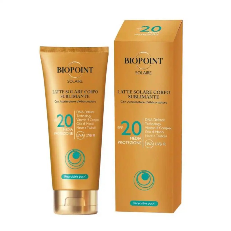Latte solare corpo subliminante spf20 200 ml Biopoint