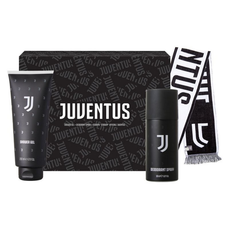 Set regalo - Sciarpa "Stadium" Ufficiale Juventus, Shower Gel 200 ml & Deodorante Spray 150 ml