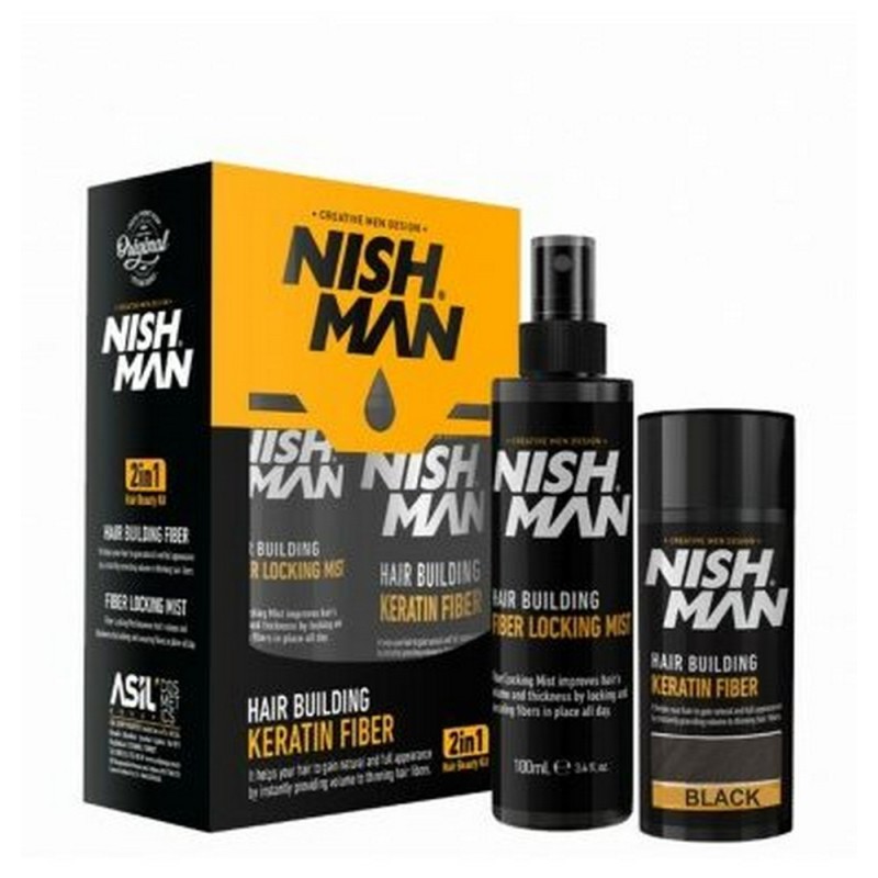 Kit fibre in keratina 21 gr + spray fissante 100 gr Nishman