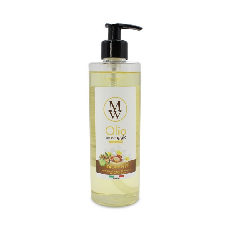 Olio massaggio idratante con olio di argan ed essenza di fiori di tiarè 400 ml MW