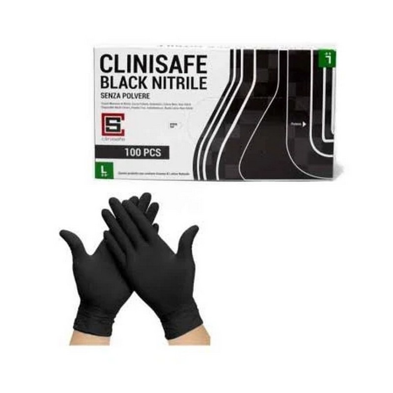 Guanti nitrile  colore nero confezione 100 pz