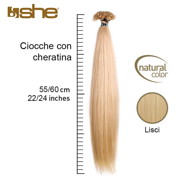 Extension capelli naturali lisci SHE con cheratina confezione da 10 ciocche 10 gr 55/60 cm